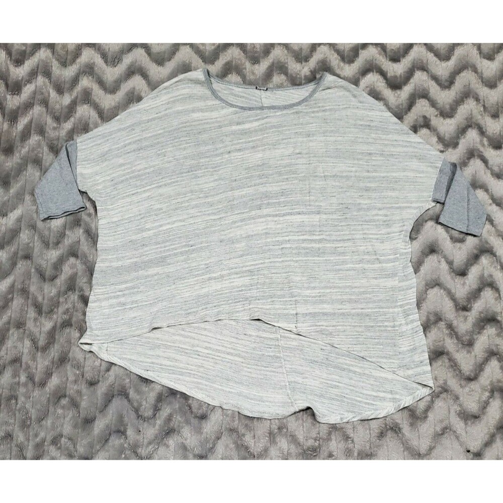 Monrow Womens S Asymmetrical High Low Gray Oversize T Shirt Top